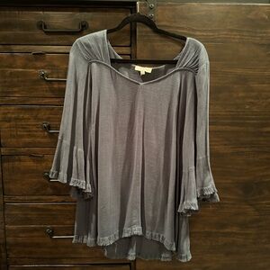 Umgee Teal Ruffle Blouse